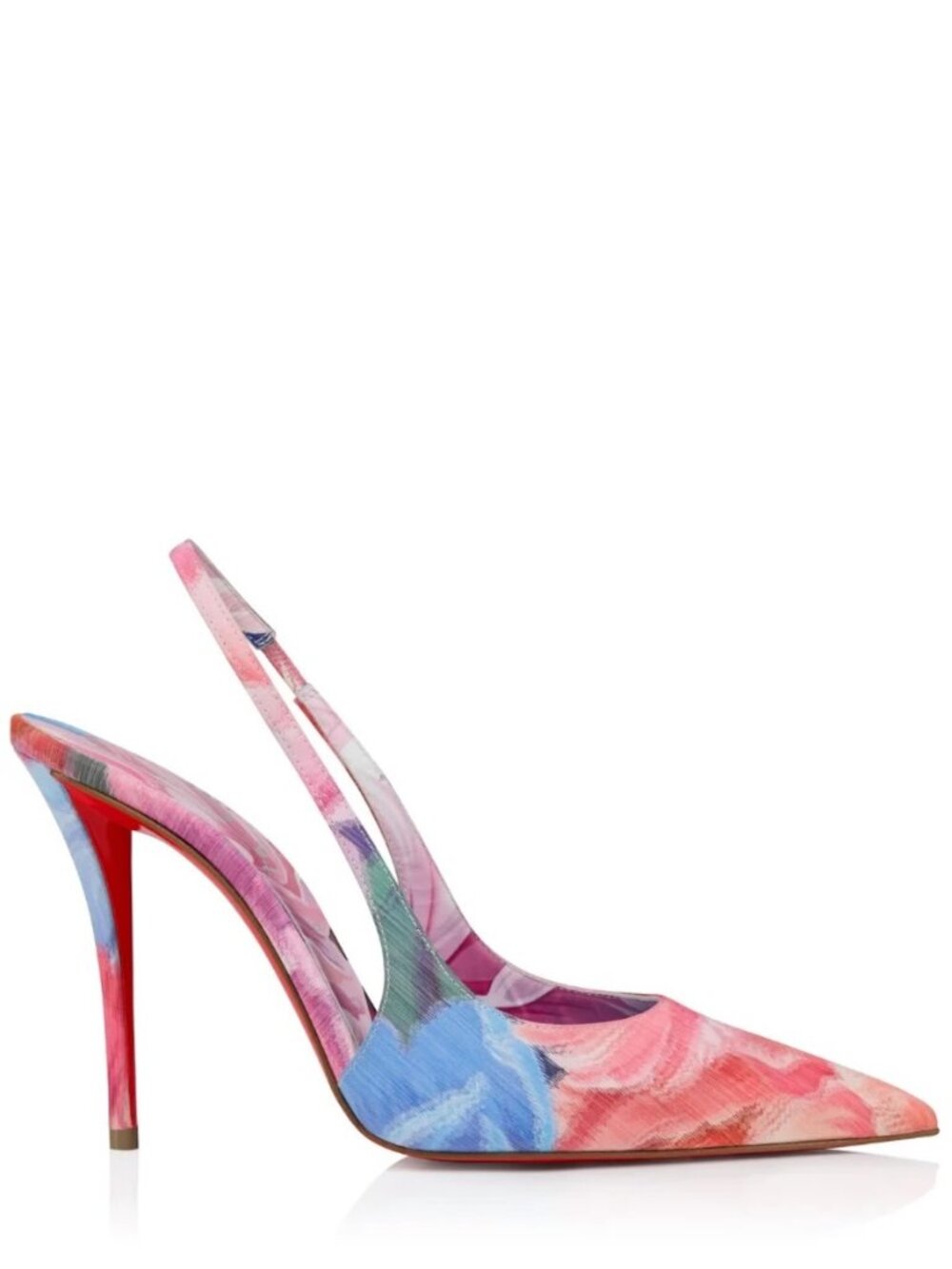 Christian Louboutin MISS Z SLING BACK 100 Silk Peonies Sandals Heels Shoe - Picture 2 of 16